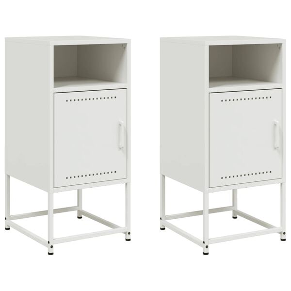 vidaXL Tables de chevet 2 pcs blanc 36x39x78 cm acier