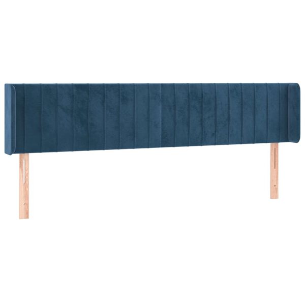 vidaXL T&ecirc;te de lit &agrave; LED Bleu fonc&eacute; 163x16x78/88 cm Velours