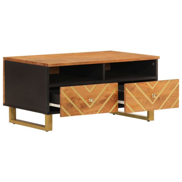 vidaXL Table basse marron et noir 80x54x40 cm bois de massif manguier