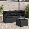 vidaXL Salon de jardin 4 pcs avec coussins noir r&eacute;sine tress&eacute;e