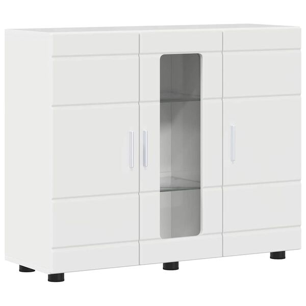 vidaXL Cabinet en Bois Blanc brillant 88,5 x 30,5 x 73 cm