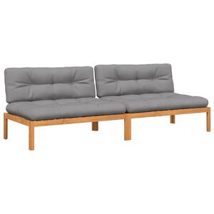 vidaXL Canap&eacute;s centraux palette de jardin et coussins 2pcs bois acacia