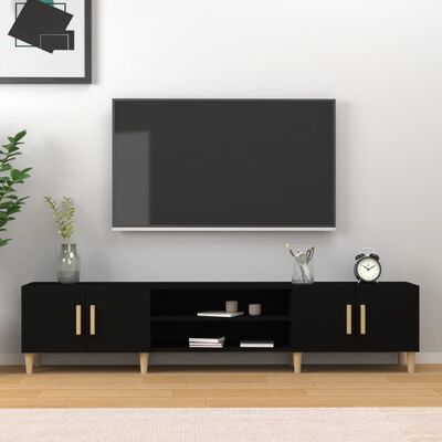 vidaXL Meuble TV noir 180x31,5x40 cm bois d'ingénierie