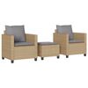vidaXL Ensemble de bistro 3 pcs avec coussins beige r&eacute;sine tress&eacute;e