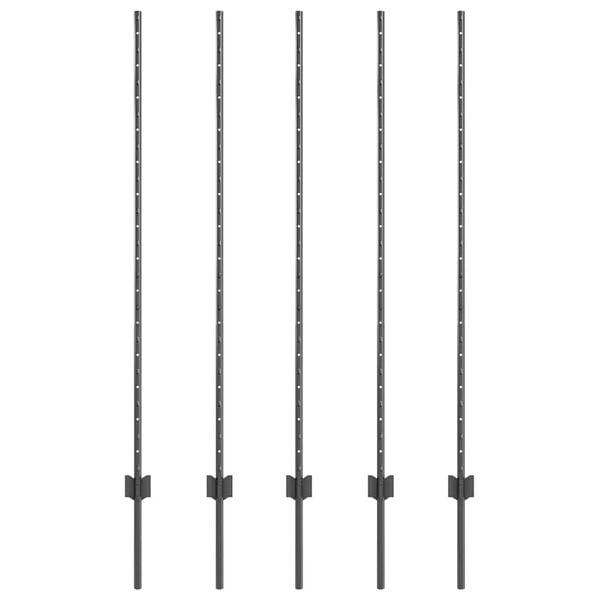 vidaXL Poteau de cl&ocirc;ture. 5 pcs Gris 140 cm Acier
