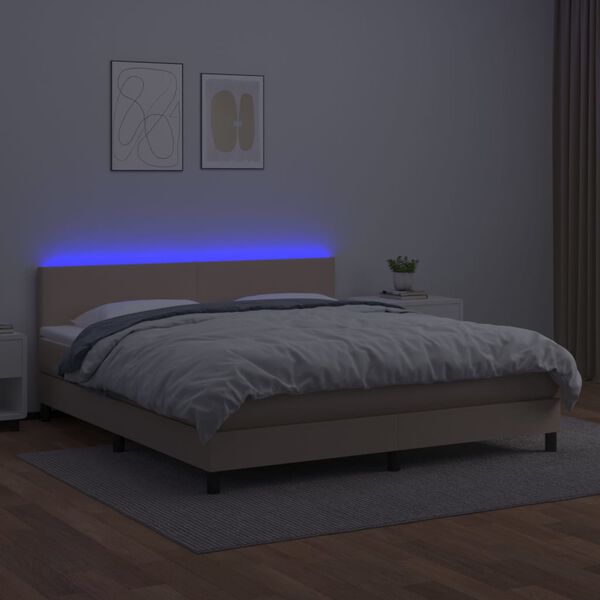 vidaXL Sommier à lattes de lit avec matelas LED Cappuccino 160x200 cm