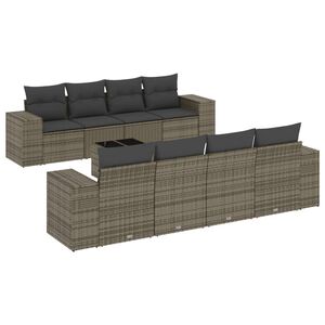 vidaXL Salon de jardin 9 pcs avec coussins gris r&eacute;sine tress&eacute;e
