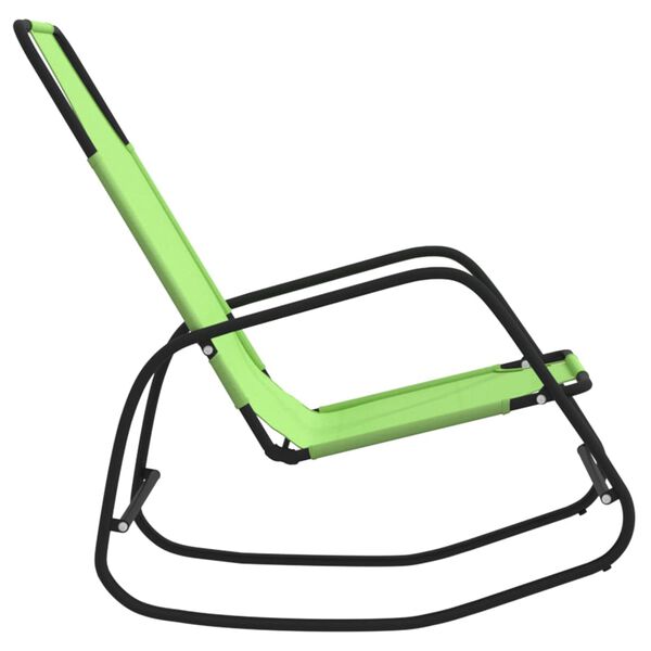 vidaXL Chaise longue &agrave; bascule Vert Acier et textil&egrave;ne