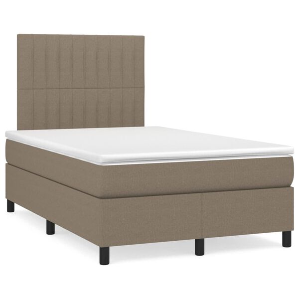 vidaXL Sommier &agrave; lattes de lit avec matelas Taupe 120x200 cm Tissu