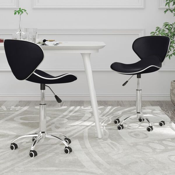 vidaXL Chaises &agrave; manger pivotantes lot de 2 noir similicuir