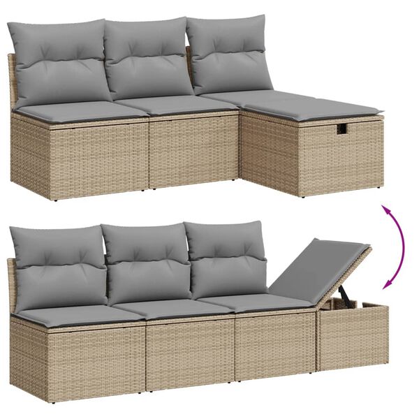 vidaXL Salon de jardin avec coussins 9pcs m&eacute;lange beige r&eacute;sine tress&eacute;e