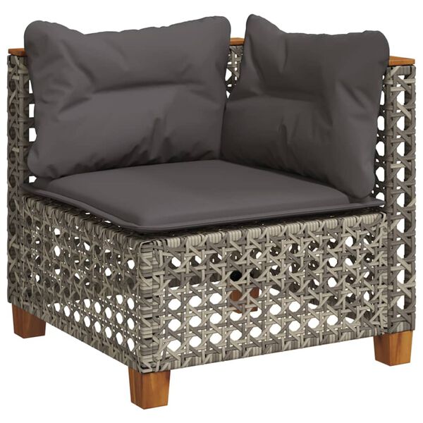 vidaXL Salon de jardin 11 pcs avec coussins gris résine tressée