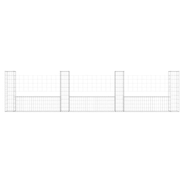 vidaXL Panier de gabion en forme de U avec 4 poteaux Fer 380x20x100 cm