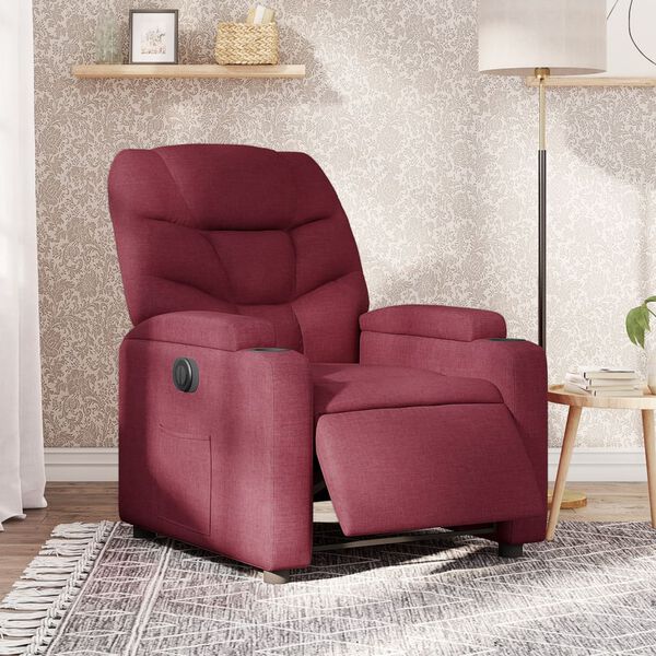 vidaXL Fauteuil inclinable électrique Rouge bordeaux Tissu