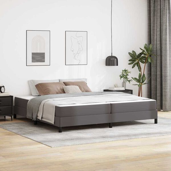 vidaXL Cadre de lit avec matelas Gris 200 x 200 cm tissu
