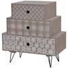vidaXL Table de chevet avec 3 tiroirs Gris et marron