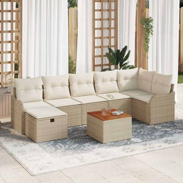vidaXL Ensemble de canap&eacute; de jardin 8 pcs Beige Poly rotin