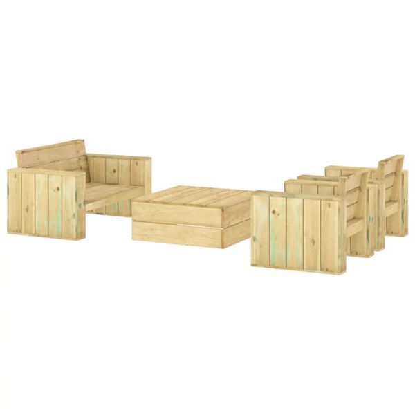 vidaXL Salon de jardin 4 pcs Bois massif de pin impr&eacute;gn&eacute;