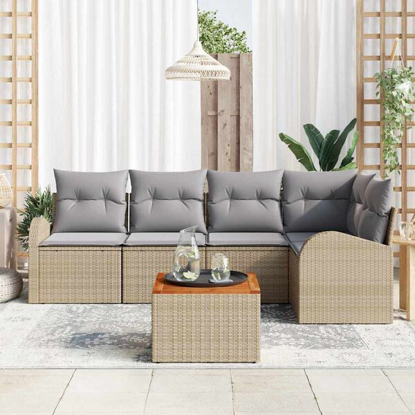 vidaXL Ensemble de canap&eacute; de jardin 6 pcs Beige et Gris clair