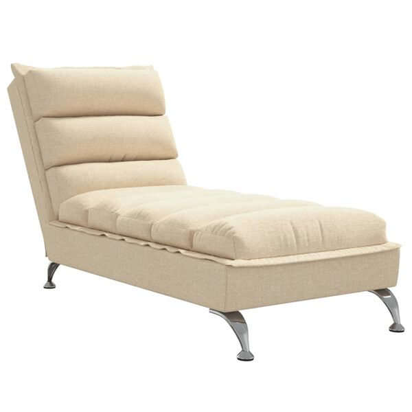vidaXL Chaise longue avec coussins cr&egrave;me tissu