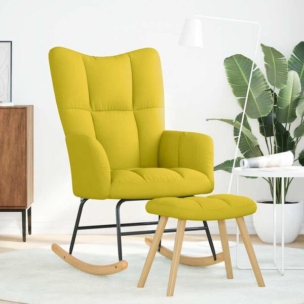 vidaXL Chaise à bascule avec repose-pied jaune clair tissu