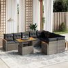 vidaXL Salon de jardin avec coussins 10 pcs gris r&eacute;sine tress&eacute;e
