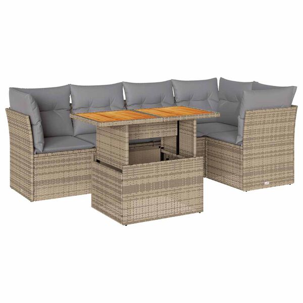 vidaXL Salon de jardin avec coussins 6 pcs beige r&eacute;sine tress&eacute;e