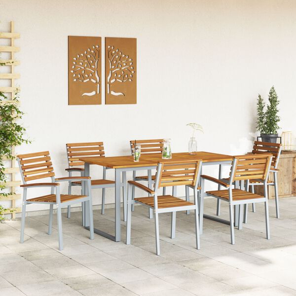 vidaXL Ensemble de salle à manger pour jardin 7 pcs Gris