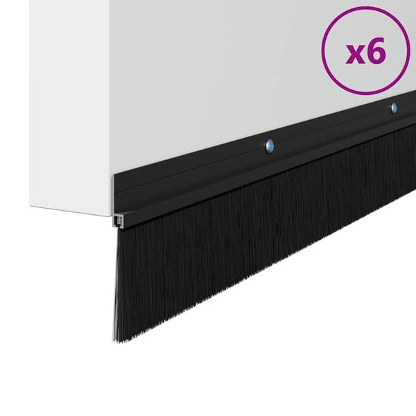 vidaXL Brosses d'&eacute;tanch&eacute;it&eacute; pour porte &agrave; visser 6 pcs Noir 100 cm