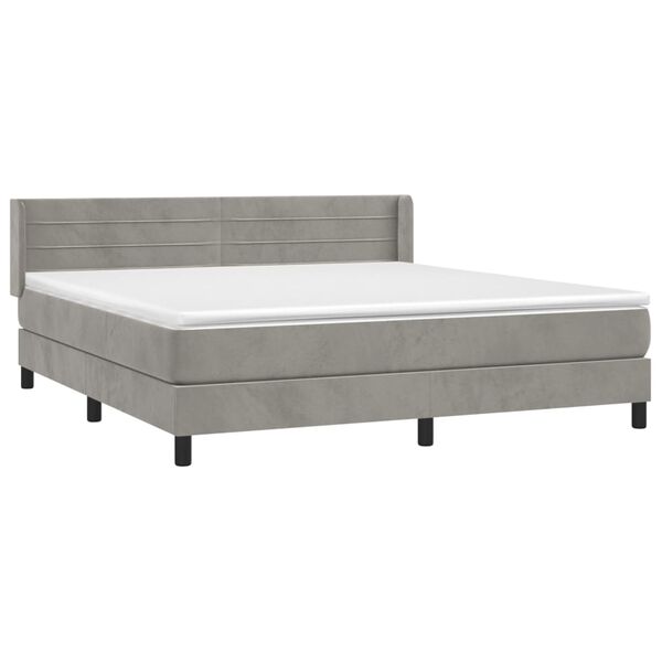 vidaXL Sommier &agrave; lattes de lit et matelas Gris clair 180x200cm Velours
