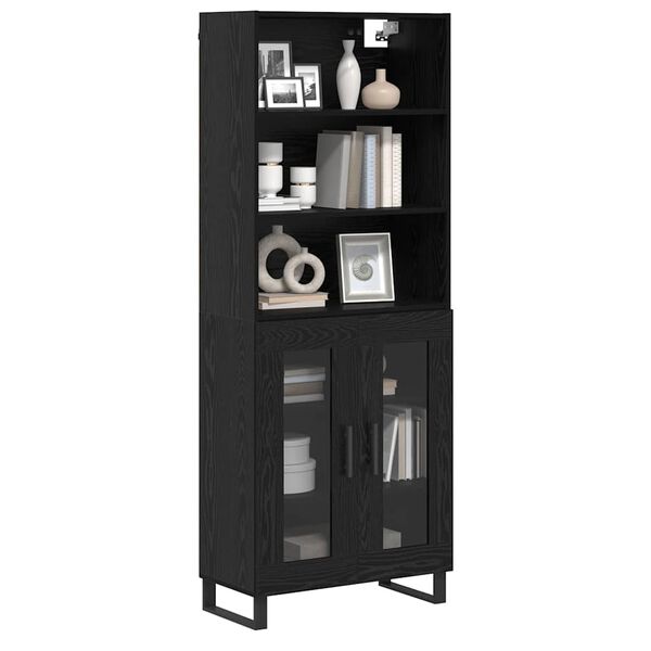 vidaXL Haut Armoire Ch&ecirc;ne noir 69,5 x 34 x 180 cm Bois d'ing&eacute;nierie
