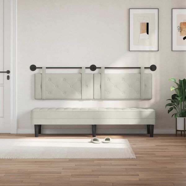 vidaXL T&ecirc;te de lit suspendue Cr&egrave;me 170 x 55 x 5 cm Velours