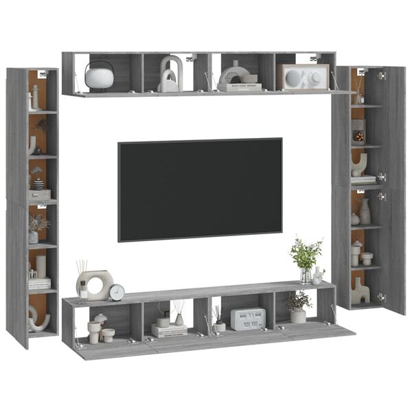 vidaXL Ensemble de meubles TV 8 pcs Sonoma gris Bois d'ing&eacute;nierie