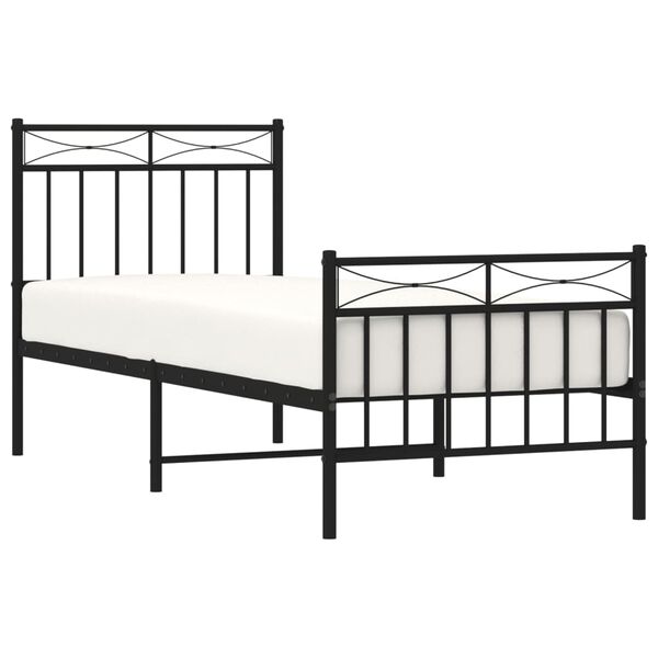 vidaXL Cadre de lit métal sans matelas avec pied de lit noir 80x200 cm