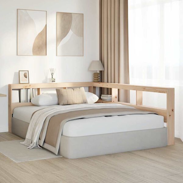 vidaXL T&ecirc;te de lit de biblioth&egrave;que en forme de L bois massif de pin