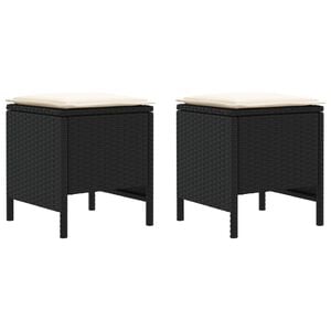 vidaXL Pouf de Jardin 2 Pi&egrave;ce Noir et Cr&egrave;me 38 x 38 x 45 cm Rotin PE