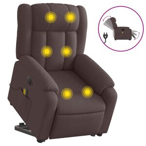 vidaXL Fauteuil inclinable de massage &eacute;lectrique Marron fonc&eacute; Tissu