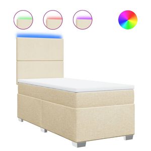 vidaXL Sommier &agrave; lattes de lit avec matelas Cr&egrave;me 80x200 cm Tissu