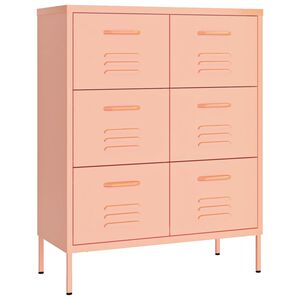 vidaXL Armoire &agrave; tiroirs Rose 80x35x101,5 cm Acier