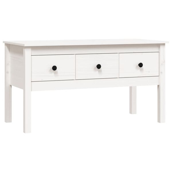 vidaXL Table basse Blanc 102x49x55 cm Bois massif de pin