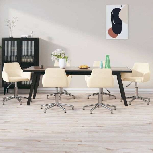 vidaXL Chaises pivotantes &agrave; manger lot de 6 Cr&egrave;me Velours