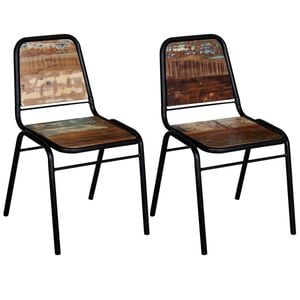 vidaXL Chaises &agrave; manger lot de 2 bois de r&eacute;cup&eacute;ration massif