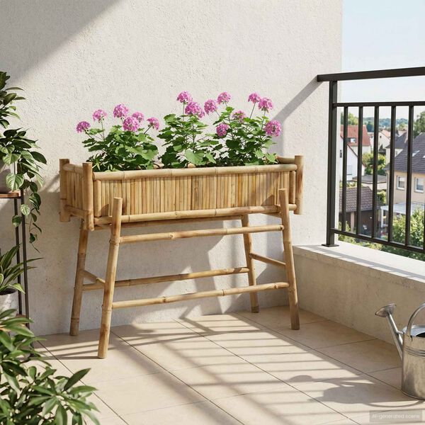 vidaXL Jardini&egrave;re avec support Naturel 100 x 38 x 74 cm Bambou