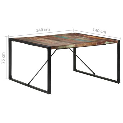 vidaXL Table de salle à manger 140x140x75 cm Bois de récupération