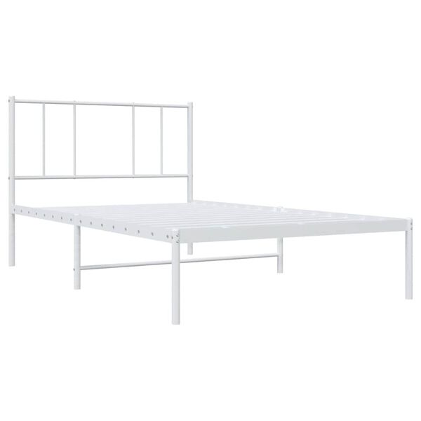 vidaXL Cadre de lit m&eacute;tal sans matelas avec t&ecirc;te de lit blanc 90x190cm