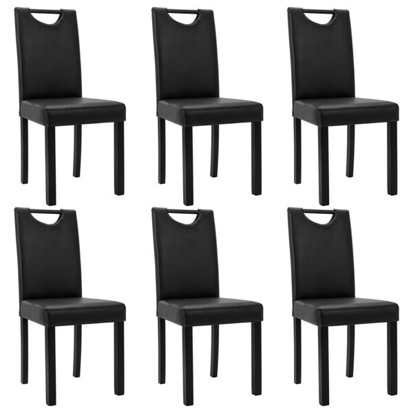 vidaXL Chaises &agrave; manger lot de 6 noir similicuir