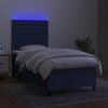 vidaXL Sommier &agrave; lattes de lit avec matelas et LED Bleu 80x200cm Tissu