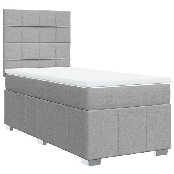 vidaXL Sommier &agrave; lattes de lit et matelas Gris clair 90x190 cm Tissu