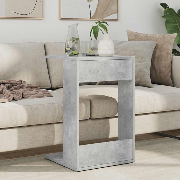 vidaXL Table d'appoint Gris b&eacute;ton 40 x 38 x 62,5 cm Bois d'ing&eacute;nierie