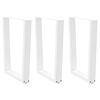 vidaXL Pieds de table &agrave; manger en forme de V, 3 pi&egrave;ces, blanc, 70 x (72-73,3) cm, acier